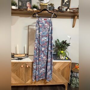 NWOT Handmade Indian Coccole Paisley Print Maxi Dress in Blue & Rust - Med/Large